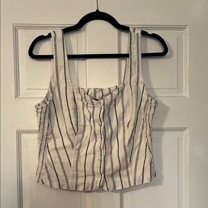 Old Navy White and Black Striped Sleeveless Blouse
